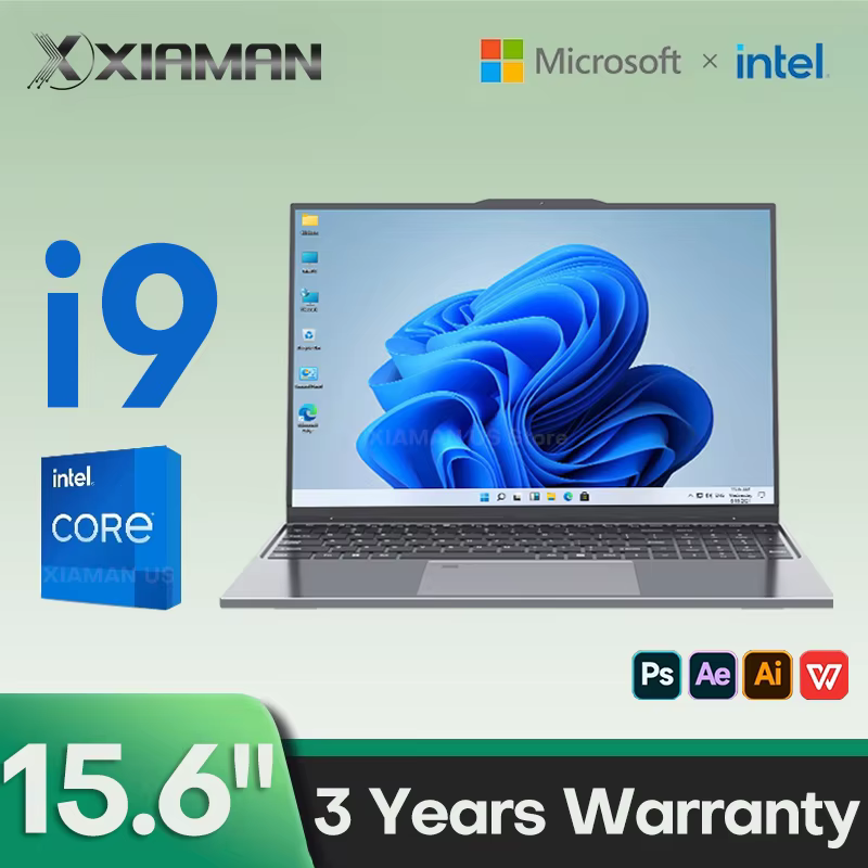 15.6" Intel i9-10980HK Laptop Computer PC i3-6100U Windows 11 Pro Office Notebook 16GB RAM 1TB SSD Portable Gamer Gaming Laptops