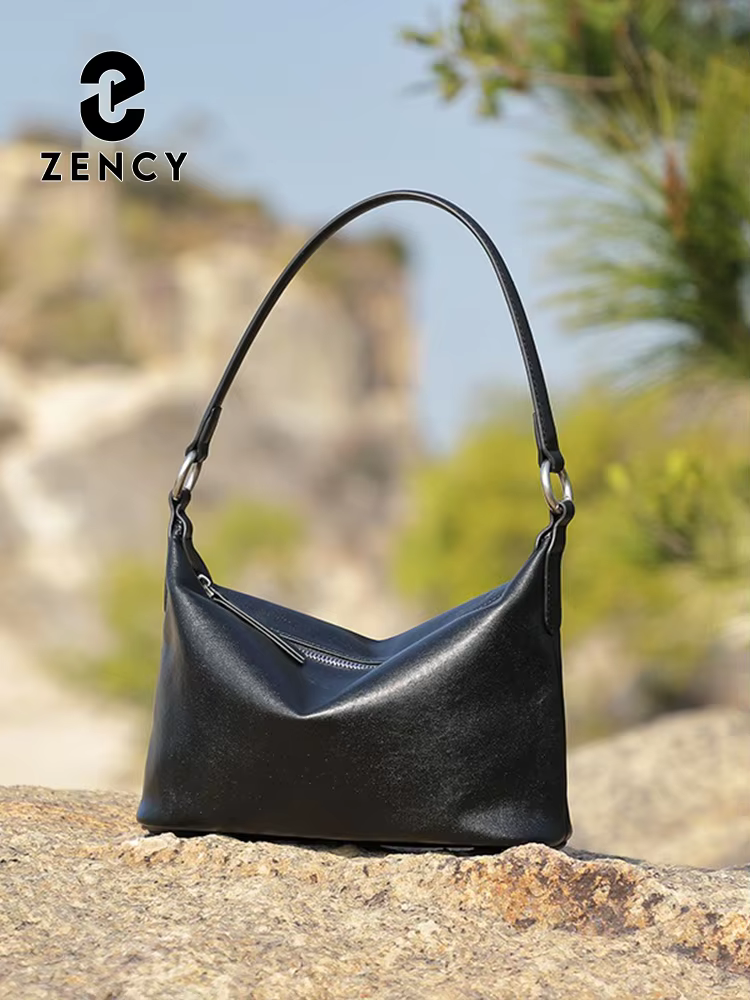 Zency Soft Genuine Leather Bag Simple Hobo Bag Women Shoulder Handbag Small Leather Crossbody Bag for Female