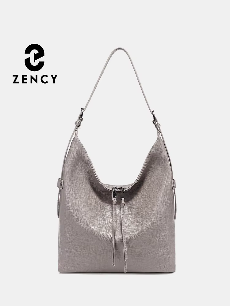 Zency Premium Genuine Leather Women's Handbag Hobo Bag Large Capacity Charming Shoulder Bolsa for Lady Winter Large Shopper Bag