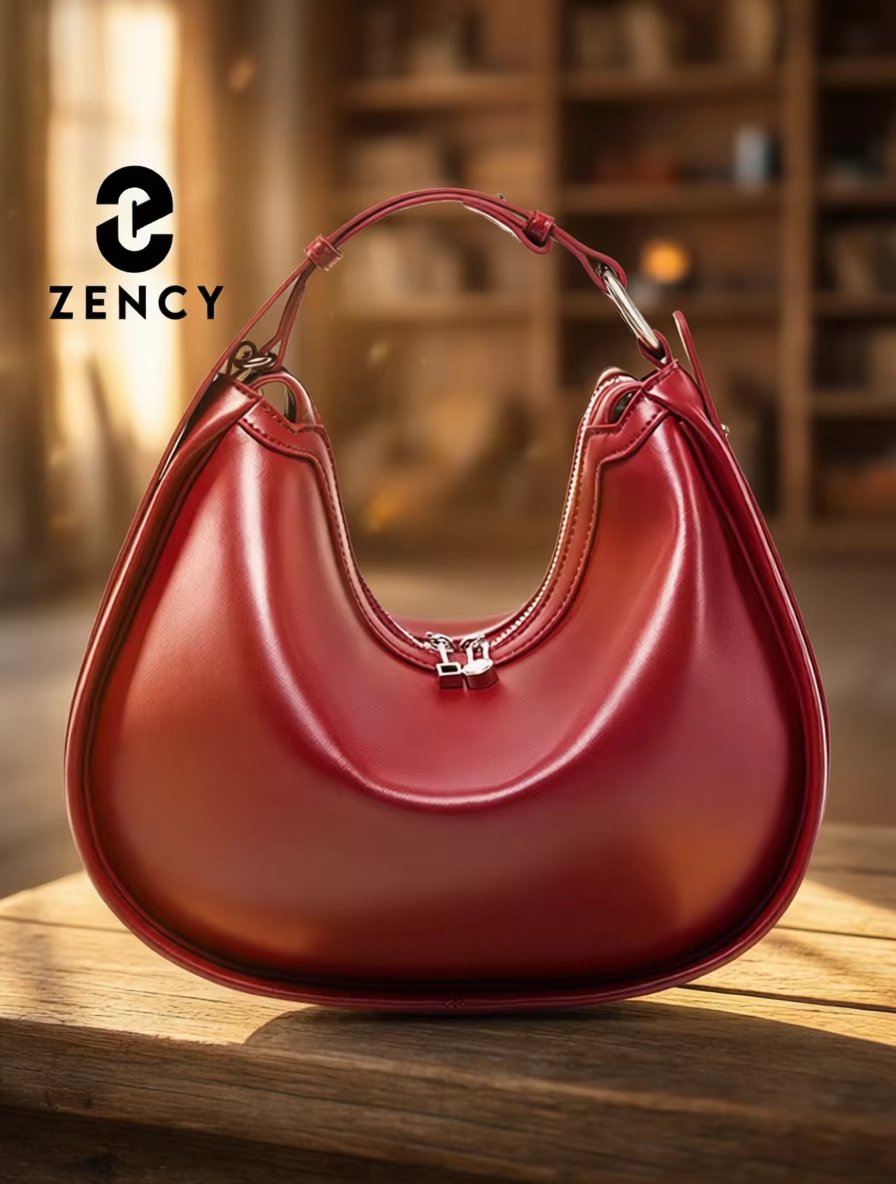 Zency Premium Genuine Leather Women's Handbag Luxury Hobo Bag Large Capacity Fashion Shoulder Bolsa for Wife Lover Bride Bag