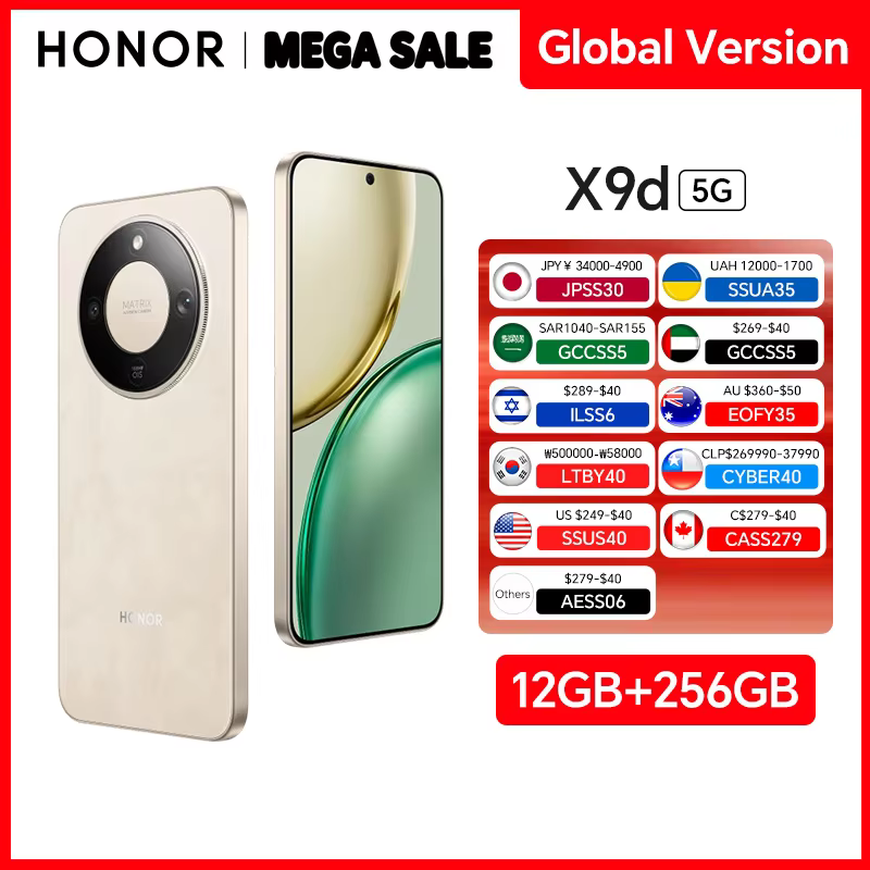 HONOR X9d Global Version 12GB+256GB 5G Smartphone 6.79'' 120Hz Screen 108MP AI Camera 8300 mAh 66W Super Charging