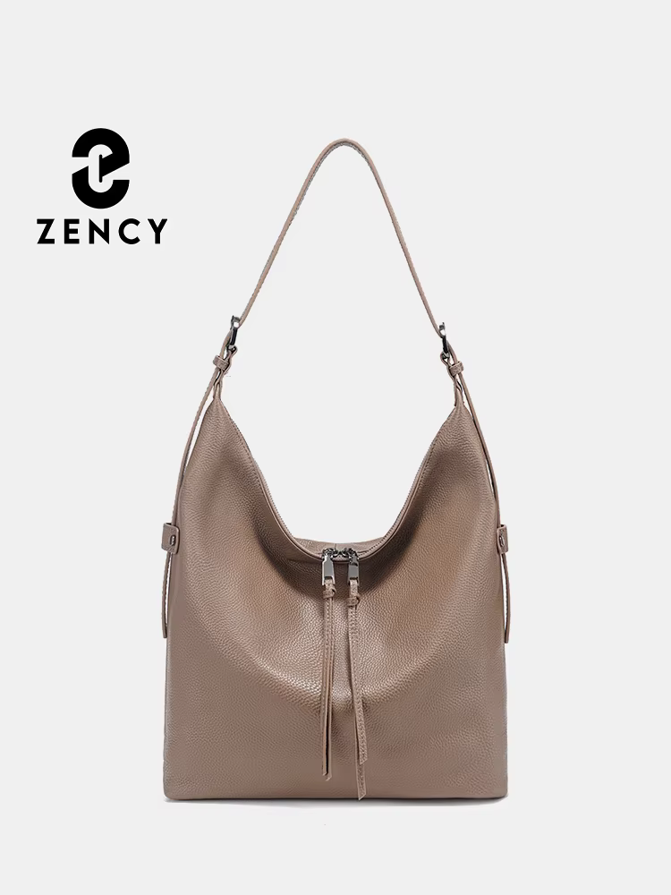 Zency Premium Genuine Leather Women's Handbag Hobo Bag Large Capacity Fashion Shoulder Bolsa for Ladies Winter Large Shopper Bag