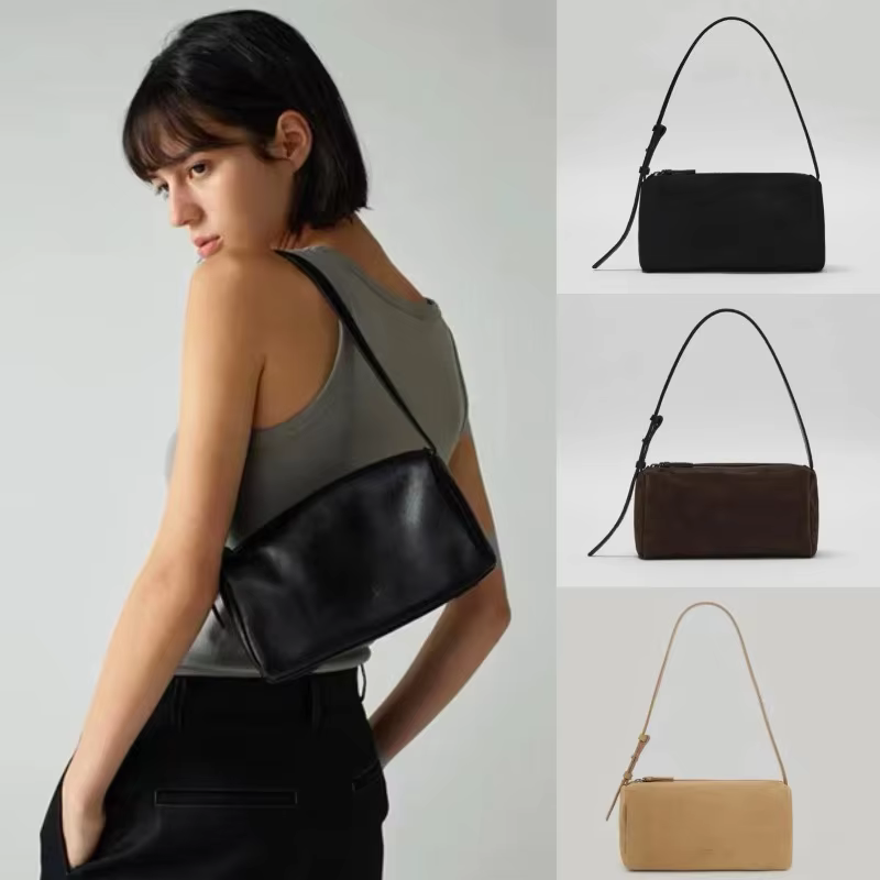 Retro Sle Suede Leather French Bread Underarm Bag Single oulder Bag Zipper Closure Women's Handbag Spring