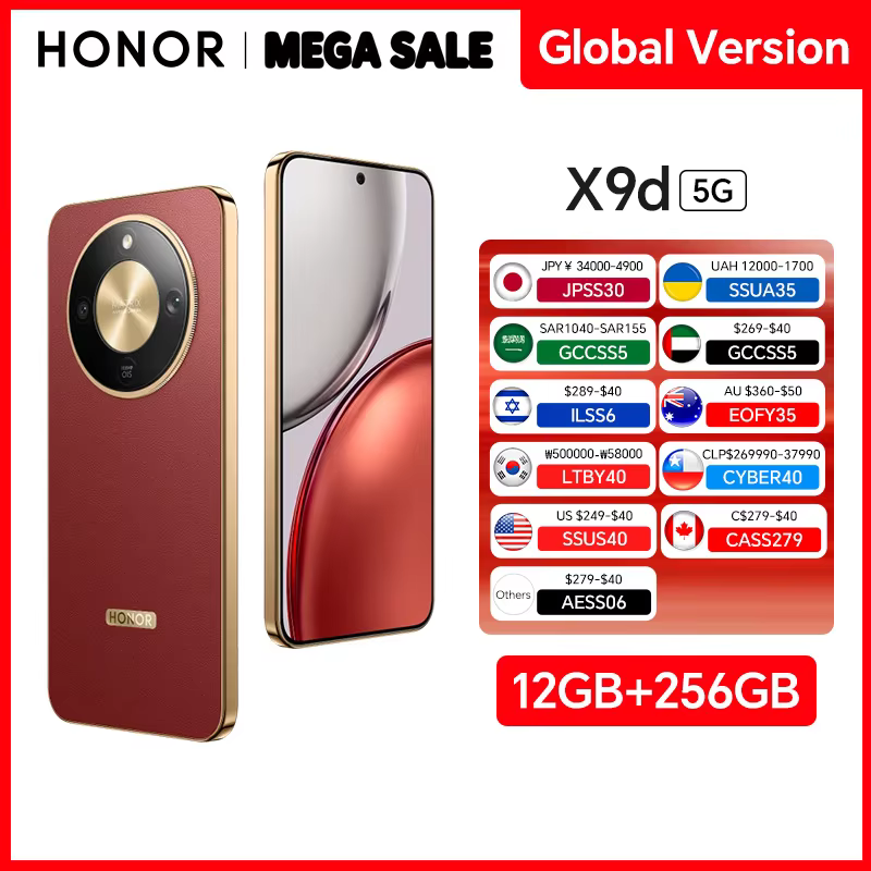 New HONOR X9d Global Version 12GB+256 Smartphone 6.79'' 120Hz Screen 108MP AI Camera 8300 mAh 66W Super Charging NFC