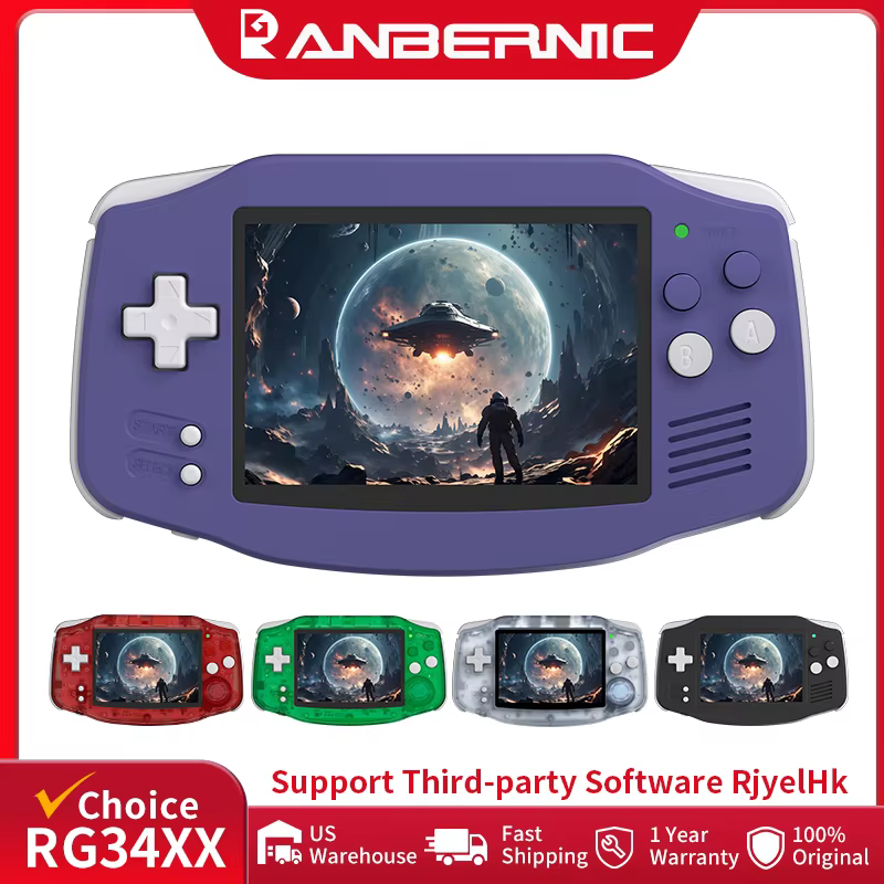 ANBERNIC RG34XX Retro Handheld Game Console 3.4" IPS Screen Linux 64-bit Video Gaming Player Support WiFi Bluetooth HD TV Output