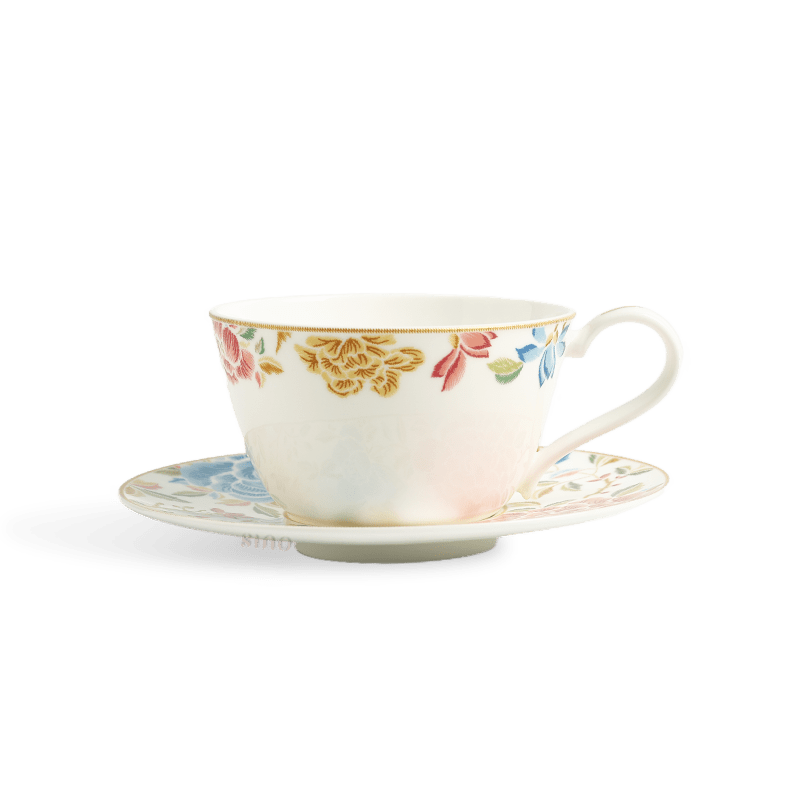 180ml Chinoiserie Bone China Tea Cup & Saucer Set – Floral Design