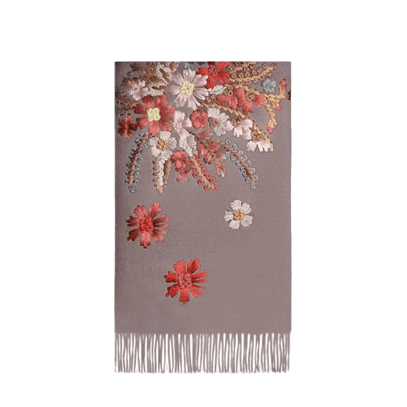 Handcrafted Su Embroidery Cashmere Scarf Luxury Gift Box 200x70cm