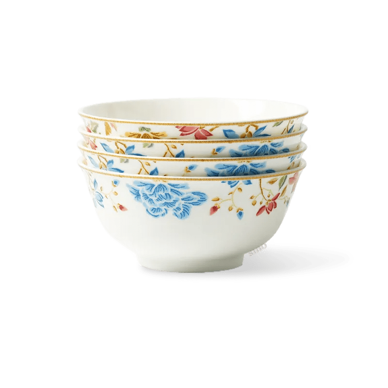 4 Pieces Chinoiserie Bone China Round Bowl – Floral Design