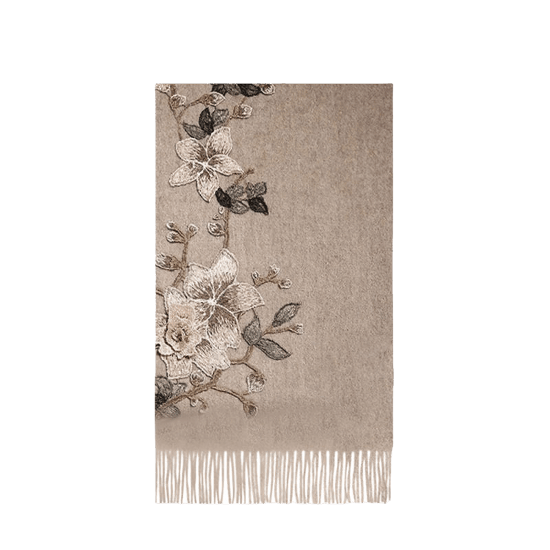 Handcrafted Su Embroidery Cashmere Scarf Premium Quality 200x60cm