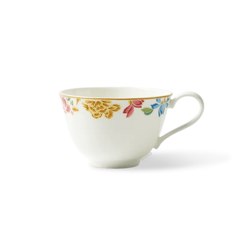 180 ml Chinoiserie Bone China Button-Handle Tea Cup – Floral Design