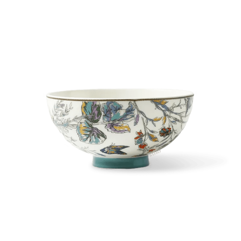 4.5’’ Chinoiserie Luxury Bone China Footed Bowl – Butterfly & Floral Design