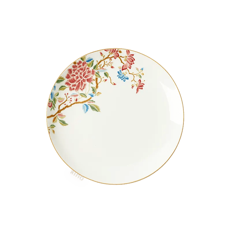 8’’ Chinoiserie Bone China Round Dinner Plate – Floral Design