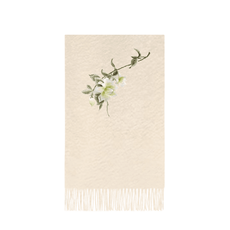 Luxury 100% Cashmere Shawl - Handmade Su Embroidery Art Masterpiece 200x70cm