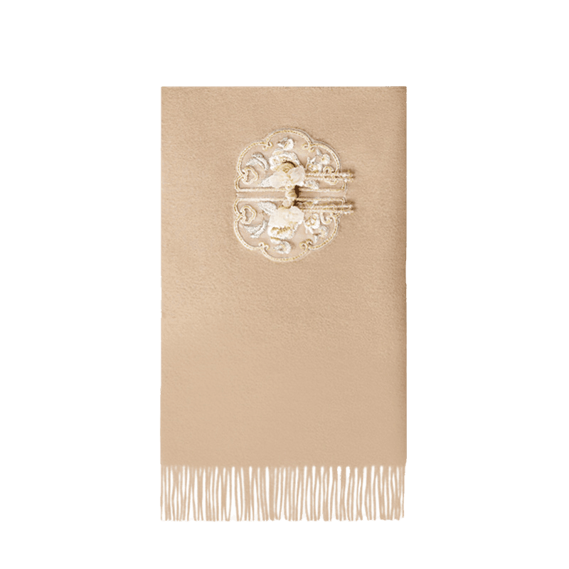 Embroidered Premium 100% Wool Scarf Shawl Beaded Fringe 180x30cm