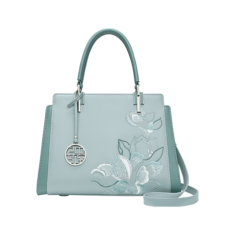 Luxury Leather Magnolia Crossbody Bag Designer Embroidery Satchel